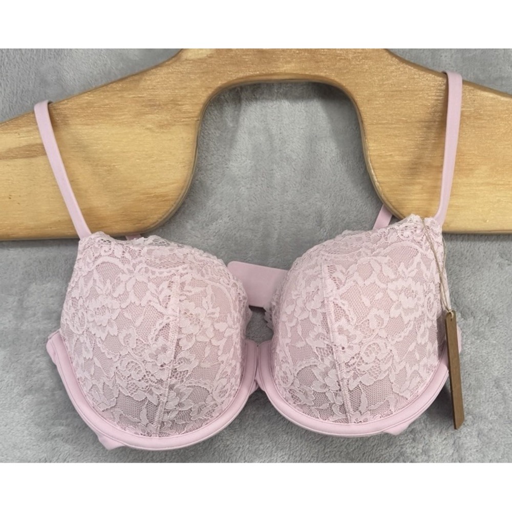 Skims Fits Everybody Lace Pushup Demi Bra Cherry Blossom Pink Size 34D NWT
